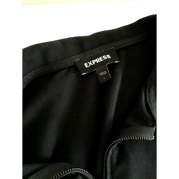 EXPRESS- MENS BLACK COTTON SHORT SLEEVE POLO SHIRT SIZE LARGE - Picture 3 of 7